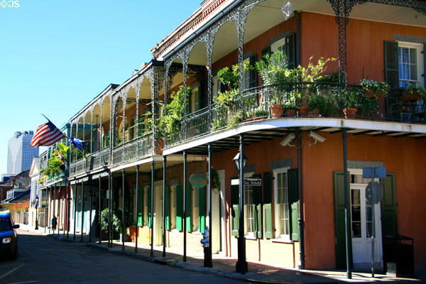 Row of double gallery houses on Chartres St. from Gov. Nicholls St. New Orleans, LA.