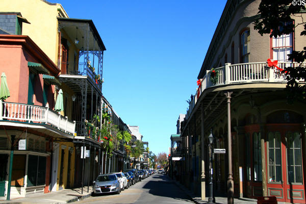 Narrow French Quarter Royal Streetscape. New Orleans, LA.
