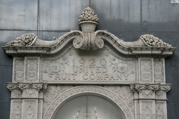 Portal of United Fruit Co. building with fruit cornucopias. New Orleans, LA.