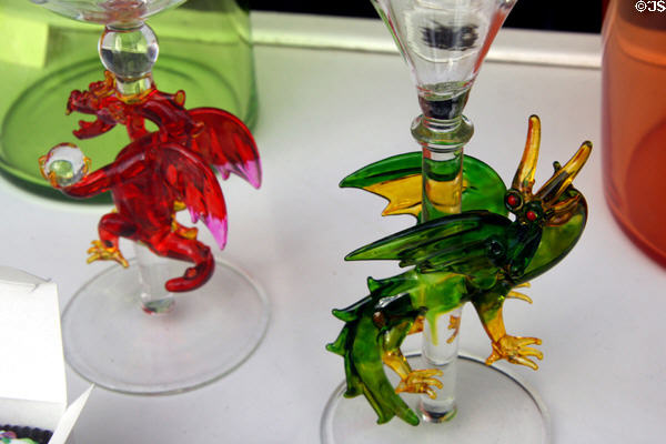 Glass dragons in Artworks Glass Gallery on Magazine Street. New Orleans, LA.