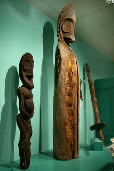 Melanesian totems & slit gong from Vanuatu at New Orleans Museum of Art. New Orleans, LA.