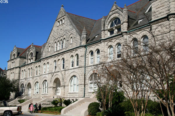 Stone facade of Gibson Hall at Tulane University. New Orleans, LA.