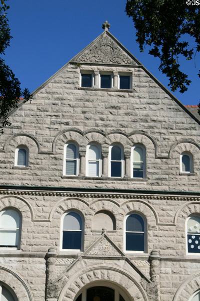 Facade details of Gibson Hall at Tulane University. New Orleans, LA.