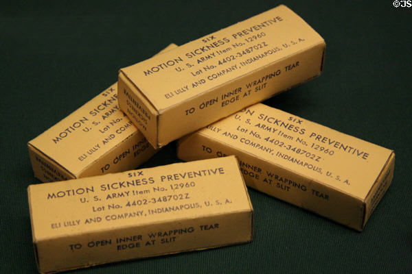 Motion sickness medicine issued to troops for D-Day landing at National World War II Museum. New Orleans, LA.