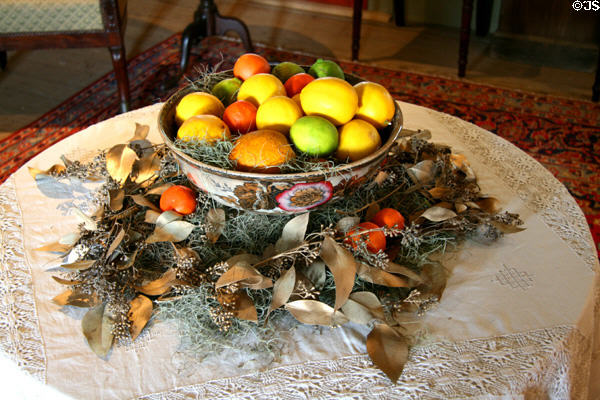 Decorated bowl of fruits at Laura Plantation. Vacherie, LA.