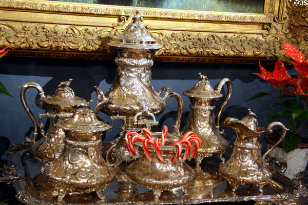 Silver coffee & tea service at Houmas House. Burnside, LA.
