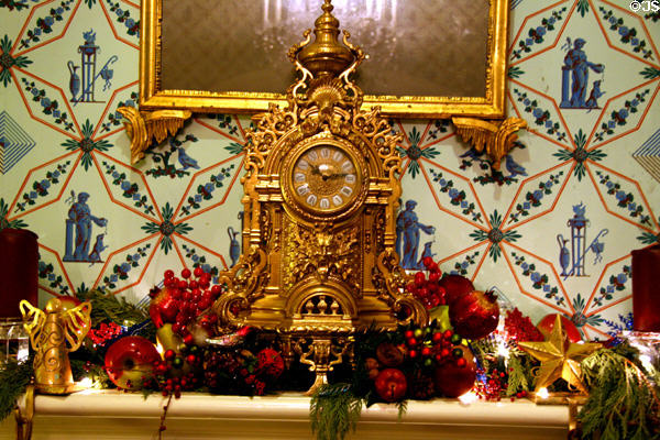 Mantle clock at Nottoway Plantation restaurant. White Castle, LA.