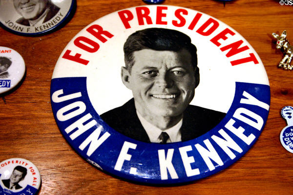 Kennedy campaign button in JFK Library. Boston, MA.
