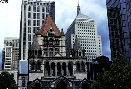 Trinity Church with 500 Boylston Street & John Hancock buildings. Boston, MA.