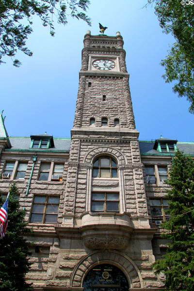 Facade of Lowell City Hall. Lowell, MA.