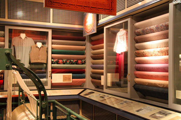 Display of cloth made in Lowell at Boott Cotton Mills. Lowell, MA.
