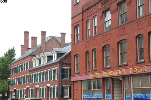 Kirk St. streetscape with Mitchell Block (1887). Lowell, MA.