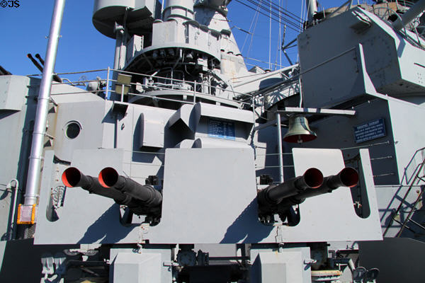Quarterdeck gun emplacement of Battleship Massachusetts. Fall River, MA.
