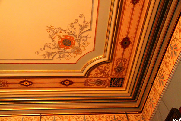 Painted ceiling design in parlor at Fall River Historical Society Museum. Fall River, MA.