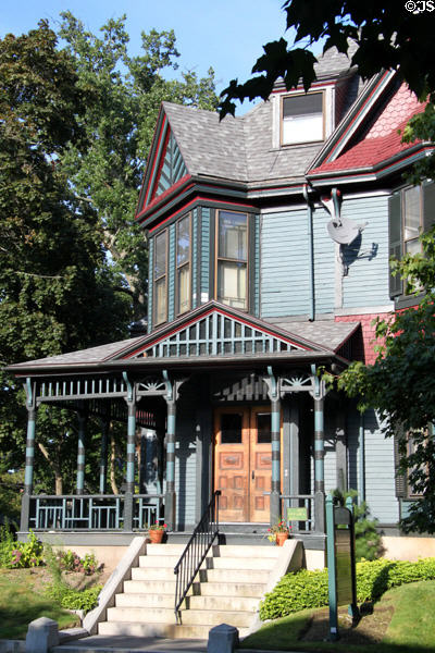 Carrie & Sarah Seabury House (1893) (398 County St.). New Bedford, MA. Style: Queen Anne, Stick Style.