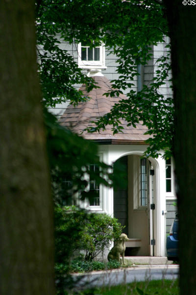 Front entrance of the Beeches, Calvin Coolidge's post-Presidential home, now a private closed residence. Northampton, MA.