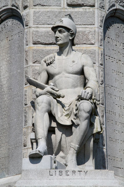 Liberty figure on National Forefathers Monument. Plymouth, MA.