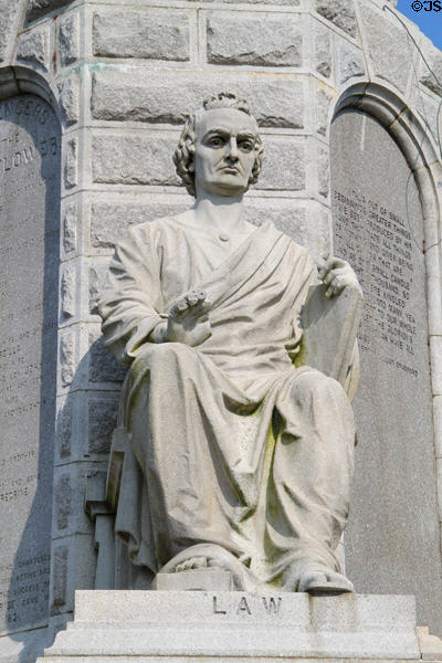 Law figure on National Forefathers Monument. Plymouth, MA.