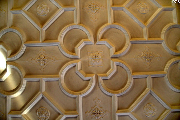 Card & tea room ceiling at Mayflower Society House. Plymouth, MA.