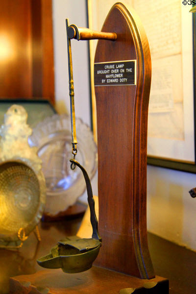 Cruise lamp brought over on Mayflower (1620) by Edward Doty at Mayflower Society House. Plymouth, MA.