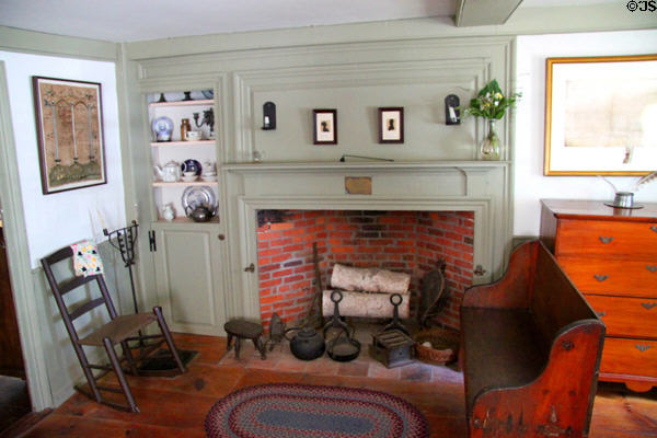 Paneled fireplace in Jabez Howland House. Plymouth, MA.