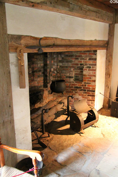Parlor fireplace at Hoxie House. Sandwich, MA.