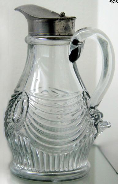 President Lincoln mourning drape pressed glass cruet (1865-75) by Boston & Sandwich Glass Co. at Sandwich Glass Museum. Sandwich, MA.