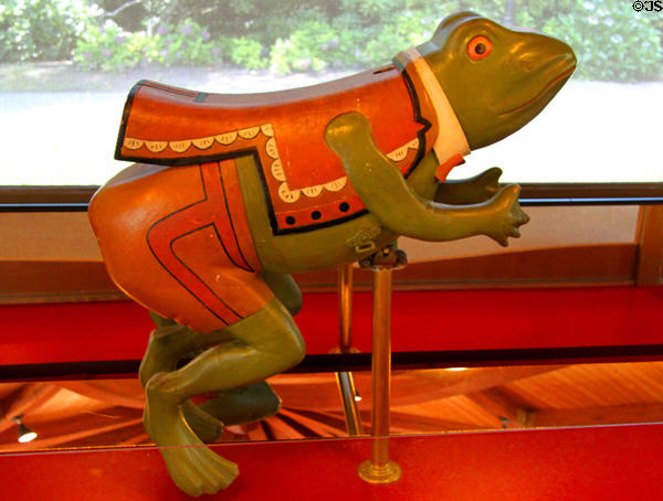 Frog footman carousel figure (1913-20) by Herschell-Spillman Carousel Co. of North Tonawanda, New York at Heritage Plantation. Sandwich, MA.