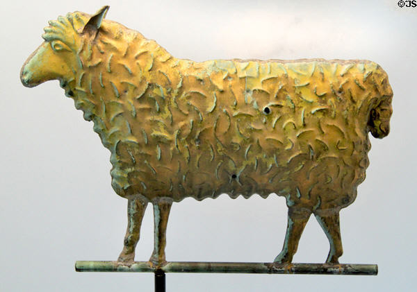 Sheep copper weathervane (c1875-99) by L.W. Cushing & Son of Waltham or J.W. Fiske of New York City at Heritage Plantation. Sandwich, MA.