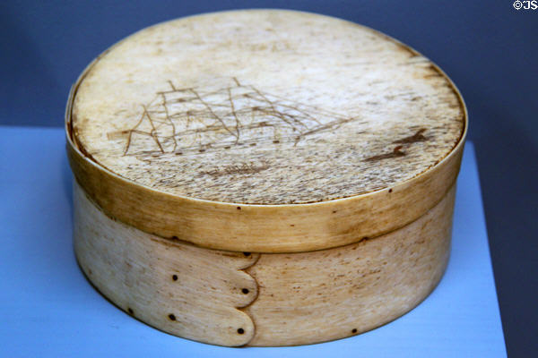 Whalebone & baleen ditty box with whaling scene (c1820-70) at Heritage Plantation. Sandwich, MA.