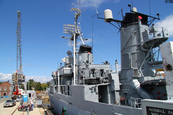Cock & stacks of USS Cassin Young Destroyer. Boston, MA.