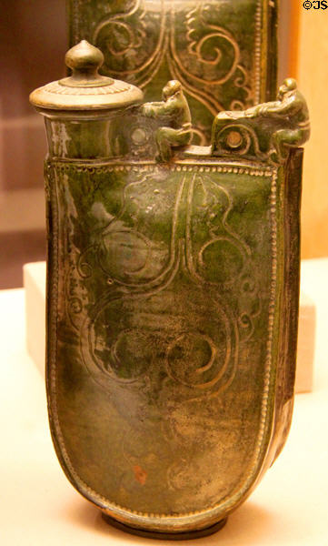 Chinese Liao Dynasty pottery pilgrim bottles (11thC) at Museum of Fine Arts. Boston, MA.