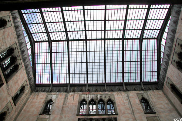 Greenhouse structure covering courtyard of Gardner Museum. Boston, MA.
