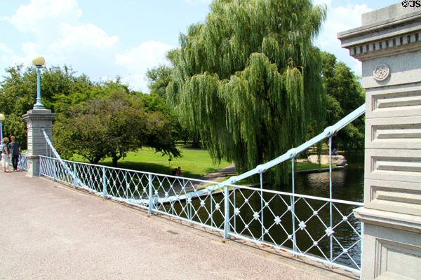 Bridge over Swan Boat pond at Boston Public Garden. Boston, MA.