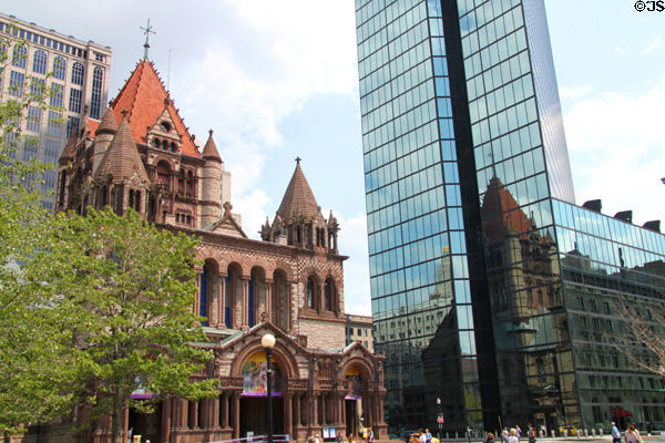 Trinity Church (1875) (Boylston St.) & John Hancock Tower. Boston, MA. Architect: Henry Hobson Richardson.