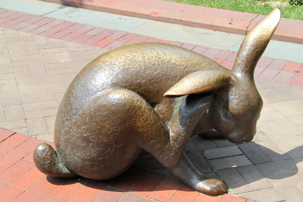 Hare from Tortoise & Hare sculpture (1995) by Nancy Schön in Copley Square. Boston, MA.