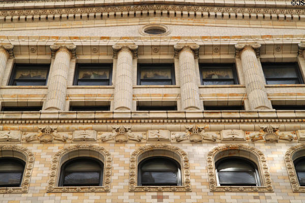 Renaissance Revival style facade on Tremont Temple Baptist Church. Boston, MA.