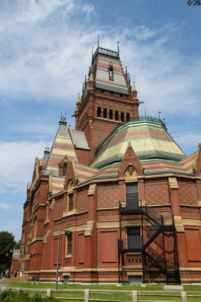 Memorial Hall (1878) (1785 Cambridge St.). Cambridge, MA. Style: Victorian Gothic. Architect: William Robert Ware & Henry Van Brunt.