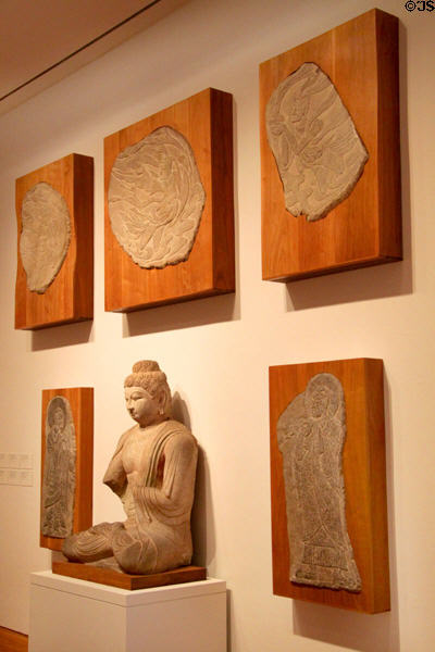 Chinese sandstone carvings (6th-8thC) at Harvard Art Museums. Cambridge, MA.