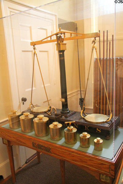 Table top balance scale at Salem Custom House. Salem, MA.