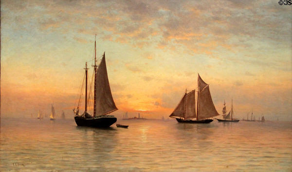 Waiting for Wind & Tide painting (c1870) by Francis Augustus Silva at Peabody Essex Museum. Salem, MA.