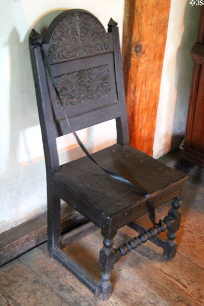 Colonial-style chair in John Ward House of Peabody Essex Museum. Salem, MA.
