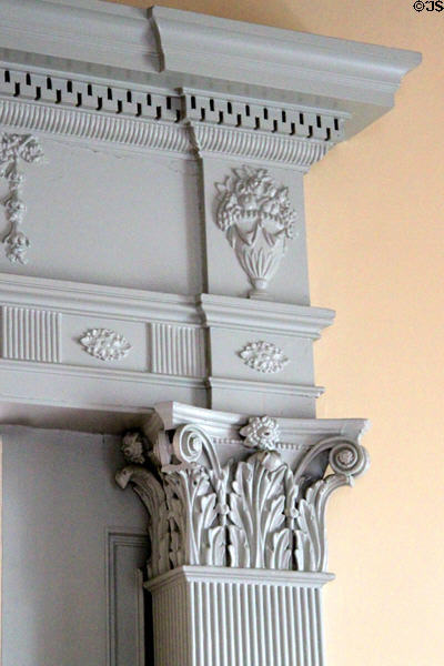 Door capital carved by Samuel McIntire at Gardner Pingree House. Salem, MA.