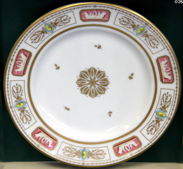 China plate used by Louisa Catherine Adams while First Lady (1825-9) at Adams National Historic Site. Quincy, MA.