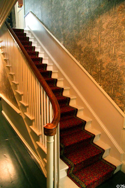 Staircase in Long Hall at Peacefield Old House. Quincy, MA.