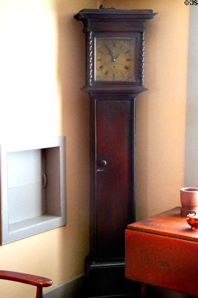Tall clock from London in kitchen at Peacefield. Quincy, MA.