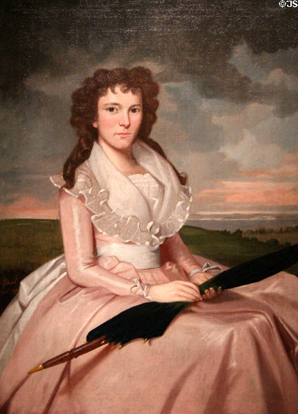 Huldah Bradley portrait (1794) by Ralph Earl at Museum of Fine Arts. Boston, MA.