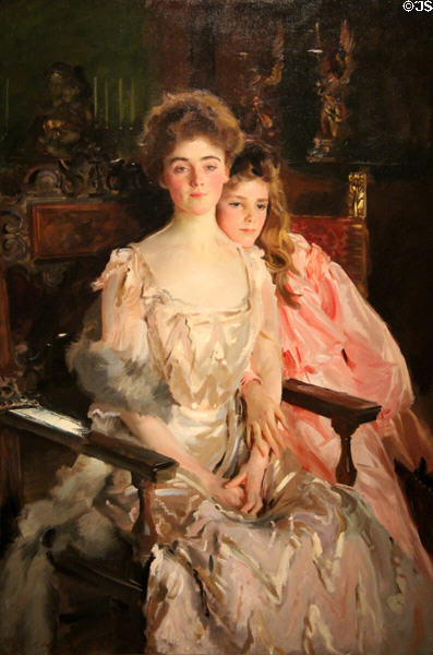 Mrs. Fiske Warren (Gretchen Osgood) & her daughter Rachel portrait (1903) by John Singer Sargent at Museum of Fine Arts. Boston, MA.