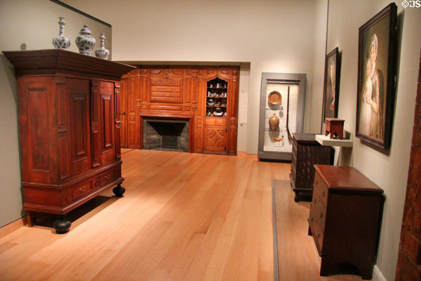 Antique American furniture at Museum of Fine Arts. Boston, MA.