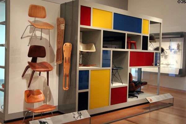 Collection of modern chairs at Museum of Fine Arts. Boston, MA.